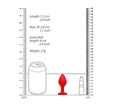 Silikonowy korek analny czerwony z diamentem 7,5cm